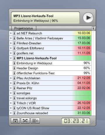 Yahoo Widget Engine task tracker widget